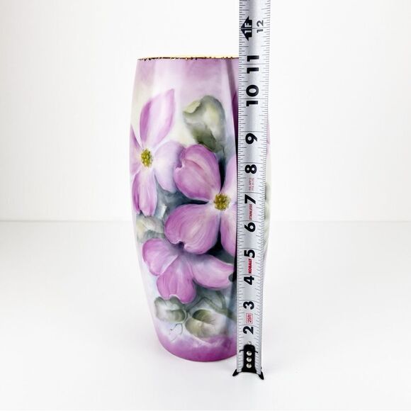 International Porcelain Art Teachers Hand Painted Pink Flowers Floral Vase - Picture 11 of 12